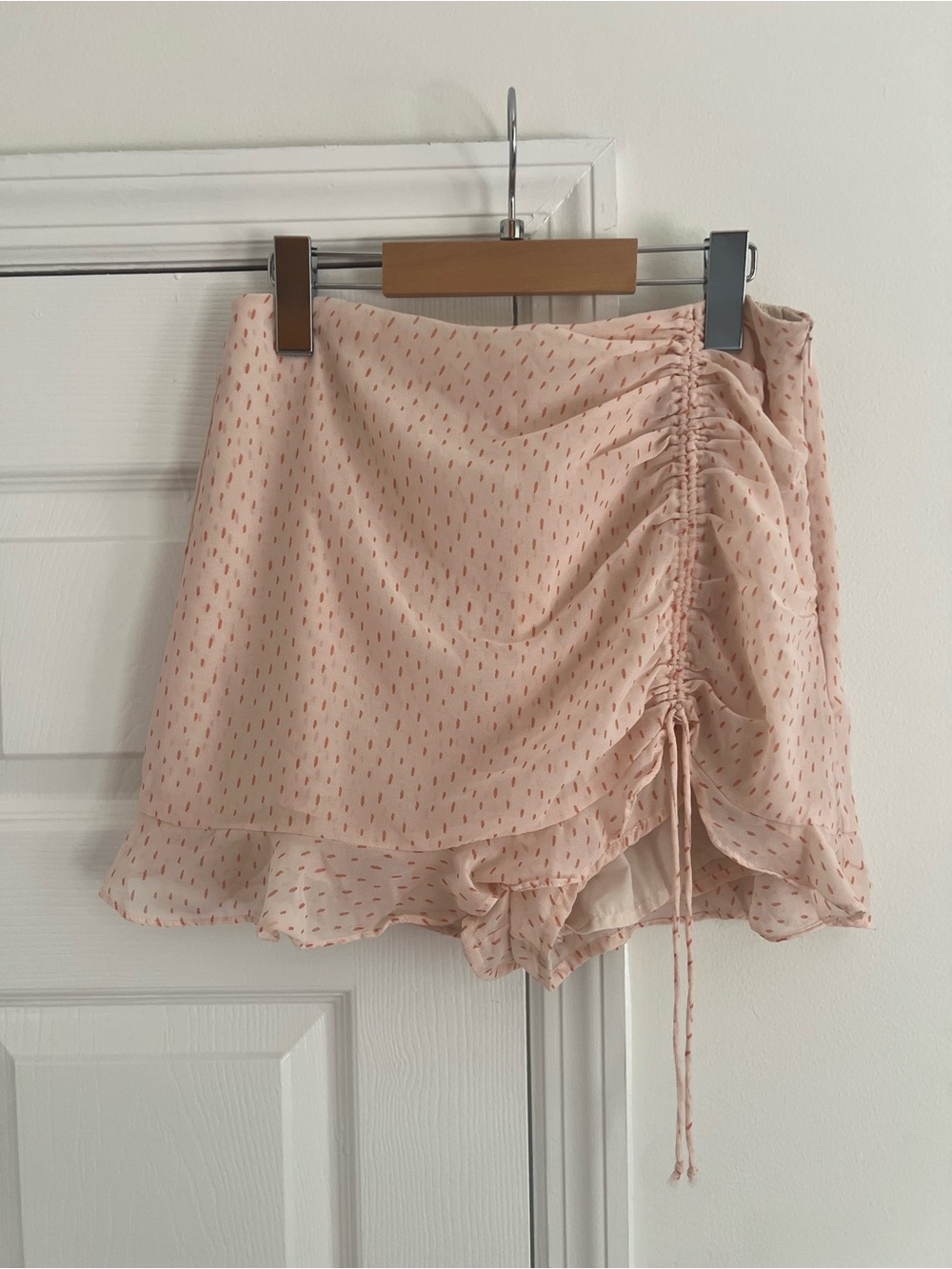 Cotton Candy LA Light Pink Asymmetrical Ruffle Mini SKORT